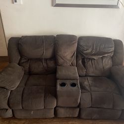 Two Dark Brown Reclining Couches
