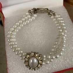 Pulsera Gold Fillet Perlas Joyas Antiguas 