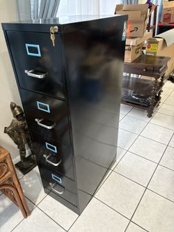 4 Drawer Black Metal Filing Cabinet