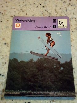 Vintage 1979 sportscaster waterskiing/ Deena brush/ champ at 18/ Olympic collector card # 64-13