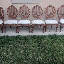 Carved Oak Wood Dining Chairs 