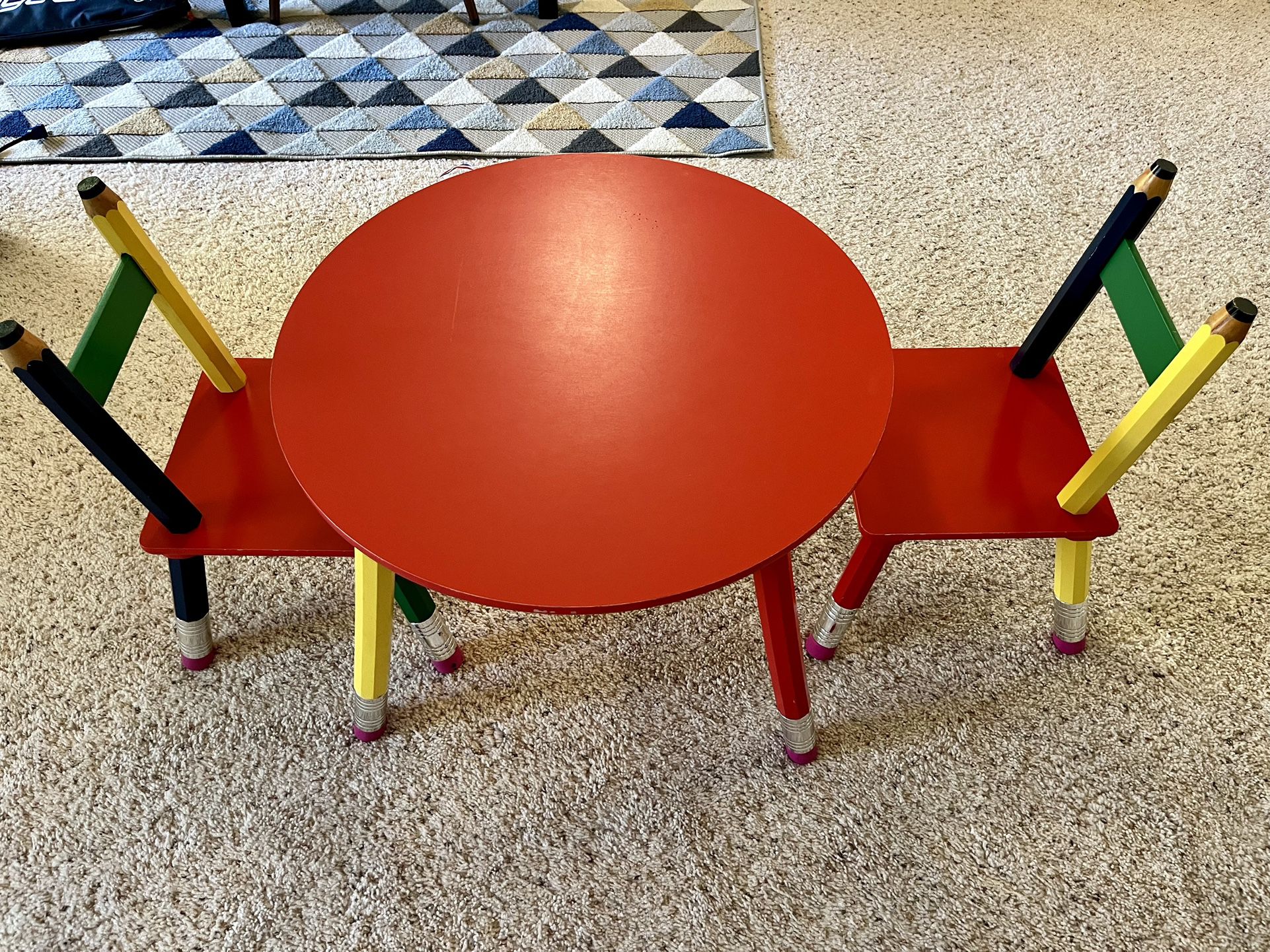 Colored Pencil Kids Table & Chairs