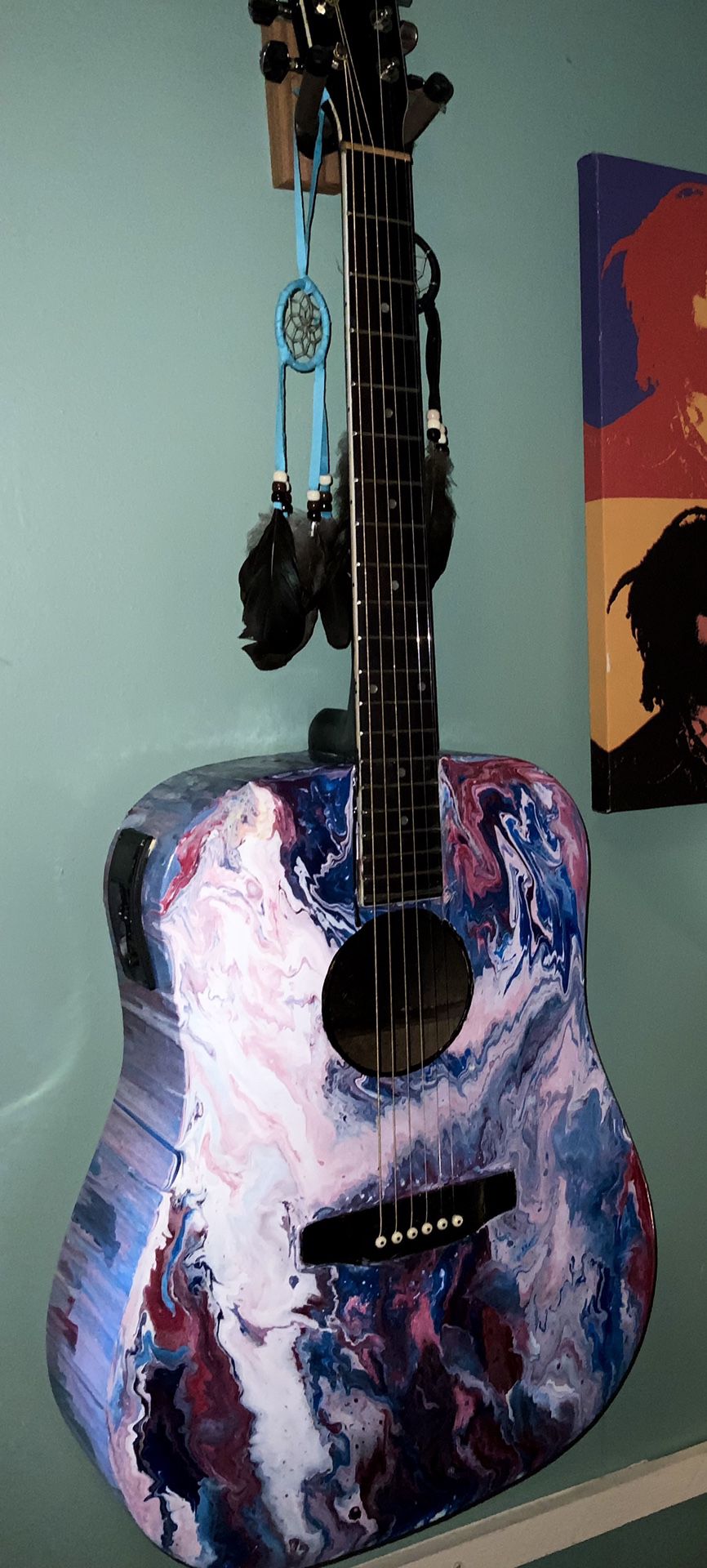 Acoustic electric guitar, one of a kind custom model with active electronics and case