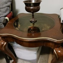 End Table W Amber Glass Center 