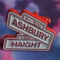Haight Ashbury Street Sign Cufflink Pair Red and White