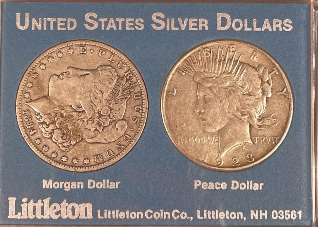 1884-O Morgan Dollar and 1923-S Peace Dollar Littleton Coin Set