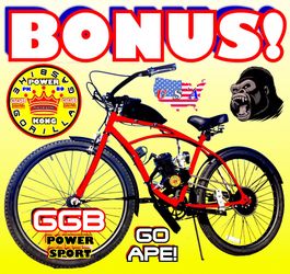NEW FULLY MOTORIZED BIKE $399.99 100 mpg 30+ mph keep it under 20 mph Wear helmet use lights Pedal start Pedal or m