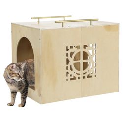 Wooden Cat Litter Box Enclosure, Hidden Litter Box Furniture, 21” x 16” x 16.5”
