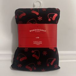 Leggings Women's 🎅 Seamless Fleece Lined Leggings  Black /red