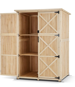 Wooden Outdoor Storage Cabinet with Barn-Style Double Doors