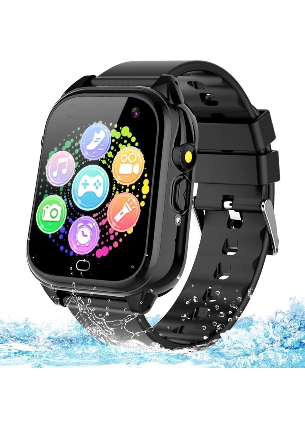 Waterproof Kids Smart Watch for 3-12 Years Old Boys Girls Toys with 26 Game Video Camera Pedometer Music Player Alarm Clock Calculator 1.44'' HD Touch