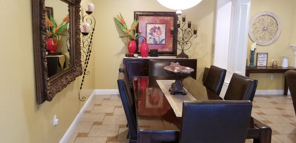 Table, Sideboard, And 6 Chairs