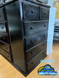 Black Duplex Pinewood Jumbo Dresser Chest Cajonera Comoda 