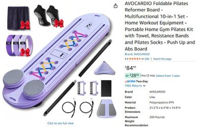 Portable Home Gym Pilates Kit with Towel, Resistance Bands and Pilates Socks - Push Up + Abs Board