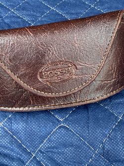 Vintage Fossil Brown Leather Eyeglasses Case