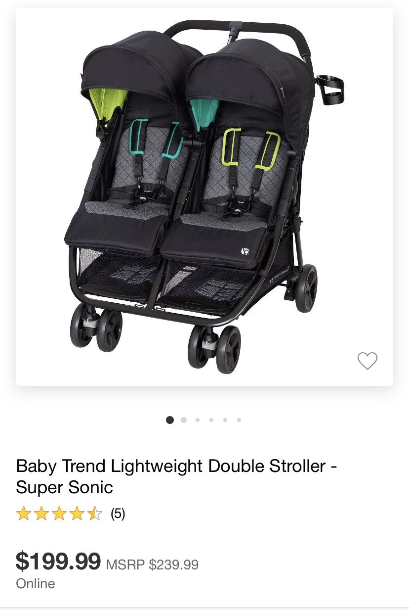 Baby Trend Lightweight Double Stroller -Super Sonic