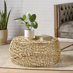 Round Coffee Table with Intricate Design