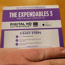 $4 HD DIGITAL MOVIE THE EXPENDABLES 3 $4 OR TRADE FOR A MOVIE I DON'T OWN ALREADY.