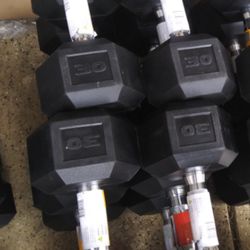 30lb Rubber hex dumbbells