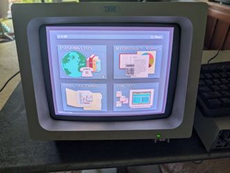 Working 1990 IBM PS1 2011-C34 PC + monitor with keyboard