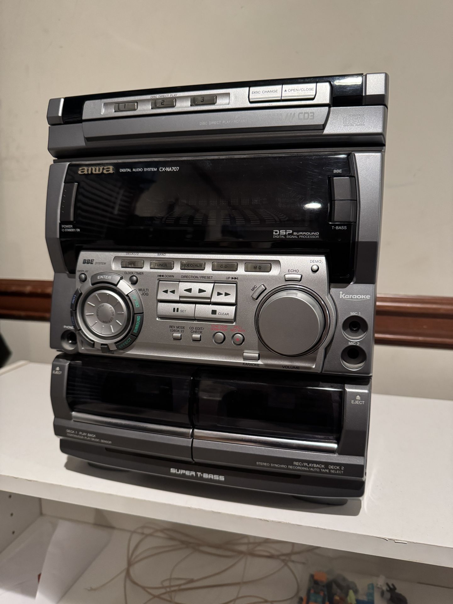Aiwa Bookshelf Stereo CX-NA707 CD Changer, Dual Tape Players
