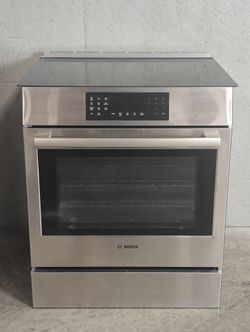 Bosch 800 Series Induction Slide-in Range 30'' Stainless Steel with Warming Drawer, Self-Clean, Touch Control (HII8057U-D-0025)