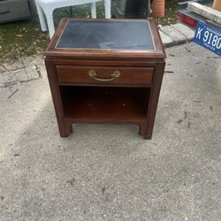 Wooden End Table or Nightstand, w/ Leather top, made by KIMBALL, 24w, 20 deep, 24 hi, $20
