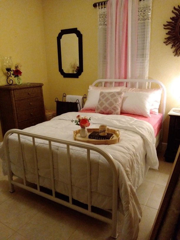 Antic Metal Bed. Full Size With Boxsprin + Mattress