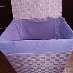 Purple Woven Storage Box With Lid