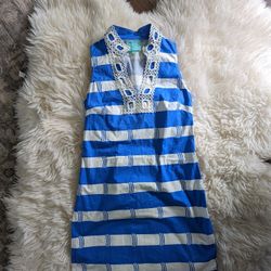 STS Blue Striped Dress Sz M
