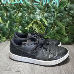 Nike Air Jordan 1 Low Golf Shoe Black Croc Print Leather DD9315-003 Mens Size 12