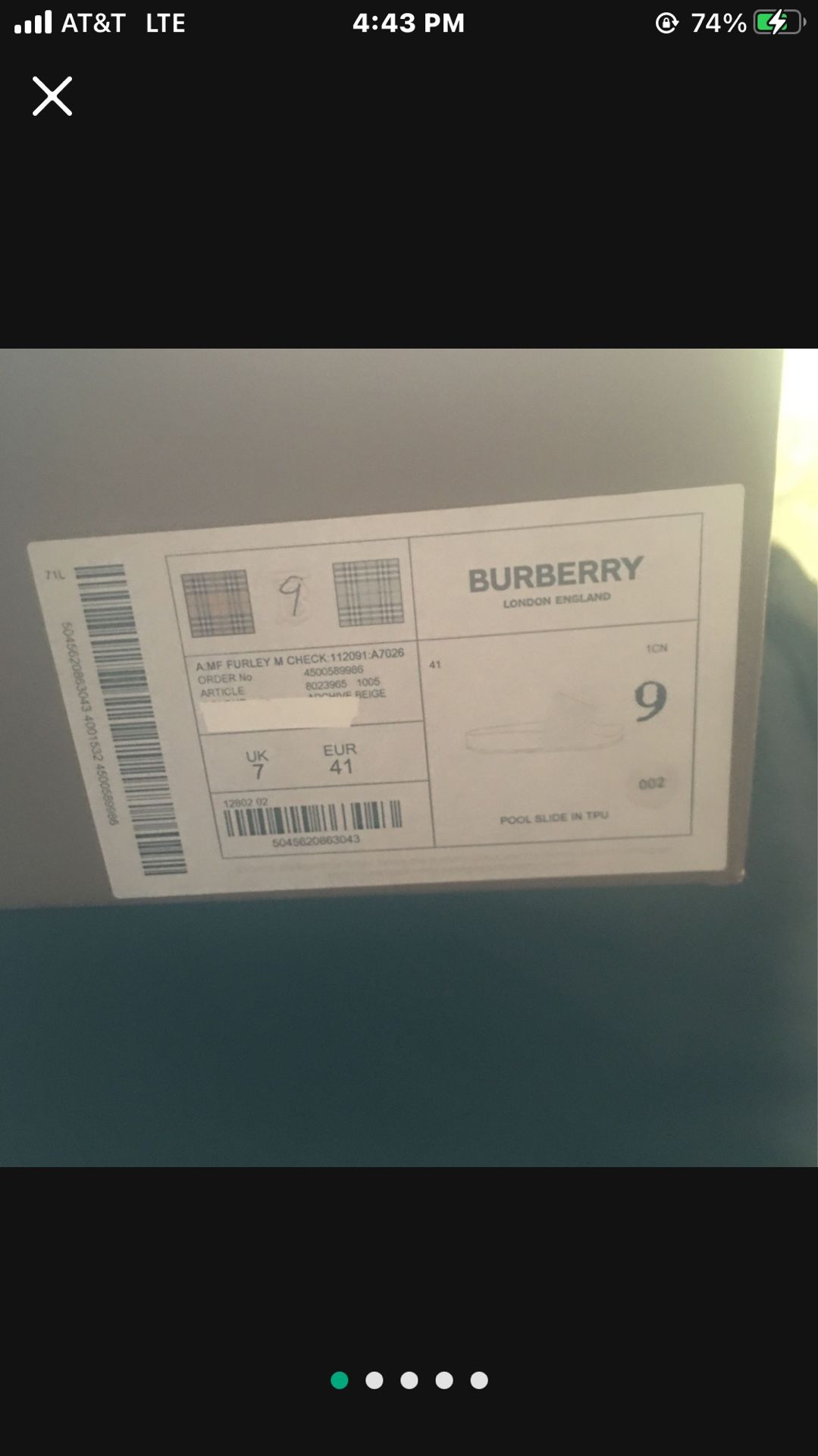 burberry size 9