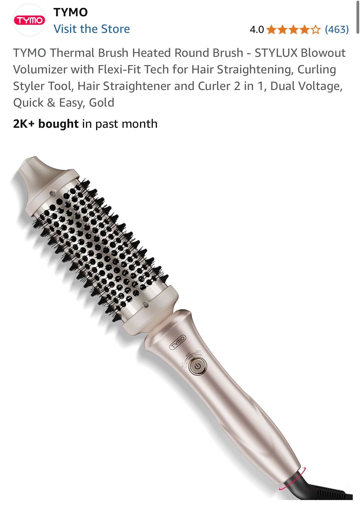 TYMO Thermal Brush Heated Round Brush - STYLUX Blowout Volumizer with Flexi-Fit Tech for Hair Straightening, Curling Styler Tool, Hair Straightener an