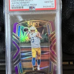 2020 Panini Select Justin Herbert Die Cut Purple Prizm