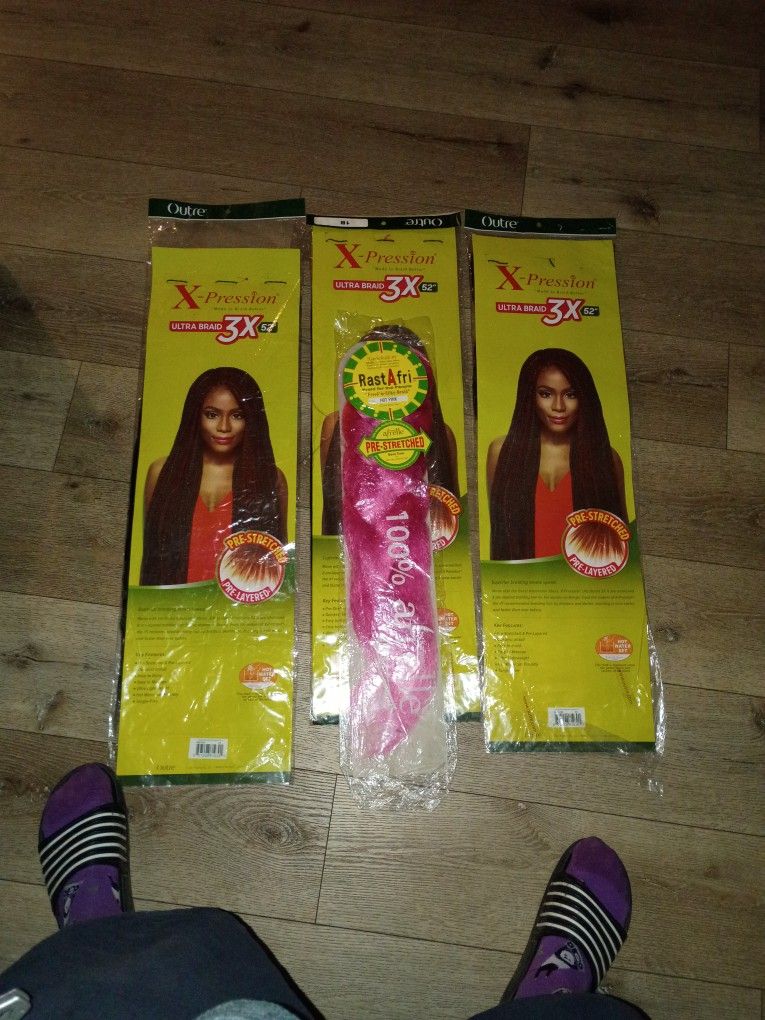3 x-pression ultra braid 3x 52" and 1 rastafri