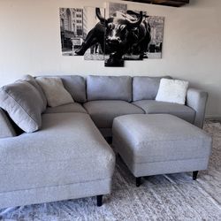 Costco gray sectional sofa couch sala ottoman