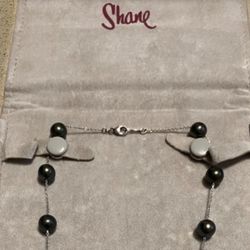 Shane Co 14k White Gold Tahitian Pearl Necklace 17”