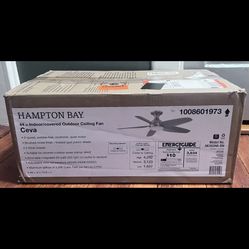 Hampton Bay Ceva 44" Indoor/Outdoor Brushed Nickel Ceiling Fan w/Light & Remote