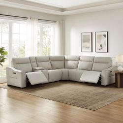 Monica Leather Power Reclining Sectional with Power Headrests