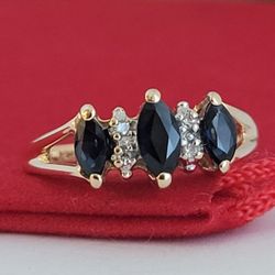 ⛔️RESERVED⛔️14k Size 6.25 Precious Solid Yellow Gold Sapphire and Diamond Tiara Ring! 👌🎁Post Tags: Anillo de Oro