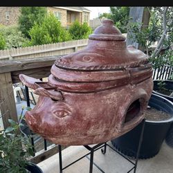 Mexican Clay Pig Grill Horno BBQ Smoker Outdoor Wood Charcoal Cooker