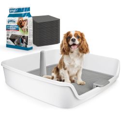 ALL FOR PAWS Dog Pee Pad Holder with Removable Post, 23.6" Indoor Dog Potty Training Tray, Puppy Toilet Litter Box for Small to Medium Sized Dogs Reta