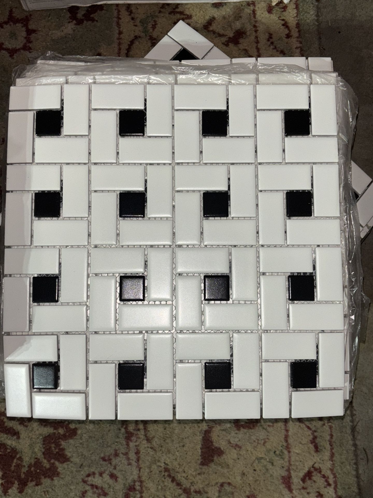 Pinwheel Dot Black&White Porcelain Mosaic Tile *36SqFt*