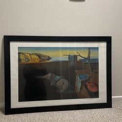 Salvador Dali The Persistence of Memory Glass framed Print (27x40)