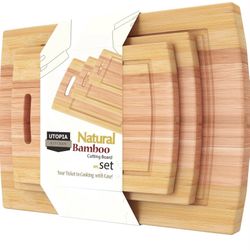 Natural Bamboo 3-Piece Kitchen Cutting Board Set