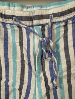 Liz Claiborne Women’s Striped Linen Sailor Shorts Large Summer Pockets