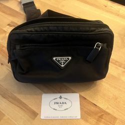 Prada Nylon And Saffiano Waist Bag - Certified Authentic