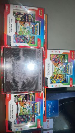 Pokemon Pitch Black Elite Trainer Box and Pokémon First Partner Illustration Collection Series 2 lot 3