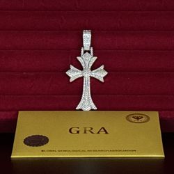 White Gold Plated Moissanite Cross
