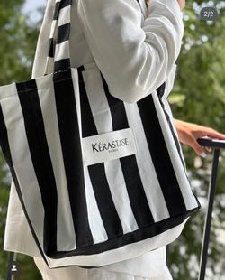 Kérastase Black/White Stripped Tote Bag
